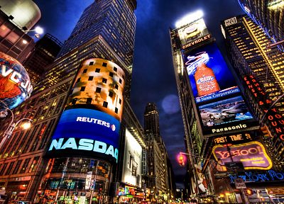 cityscapes, night, architecture, buildings, New York City, skyscrapers, Times Square, advertisement - related desktop wallpaper