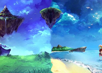 landscapes, Chrono Trigger, fantasy art, dreams, Chrono Cross, artwork, floating islands, children - related desktop wallpaper