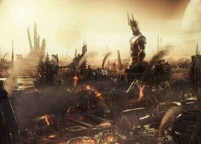ruins, fire, destroyed, behemoth, apocalyptic - random desktop wallpaper