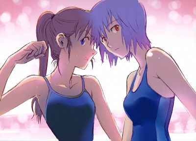 Ayanami Rei, Neon Genesis Evangelion, Asuka Langley Soryu, anime, anime girls - random desktop wallpaper
