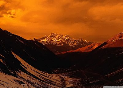 mountains, landscapes, orange - duplicate desktop wallpaper