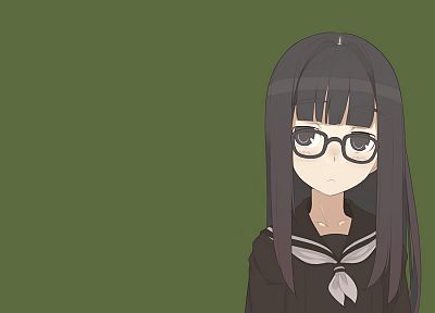 school uniforms, glasses, anime girls, black hair - random desktop wallpaper