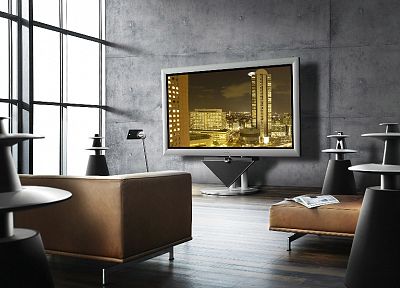 TV, couch, home, interior, 3D - random desktop wallpaper