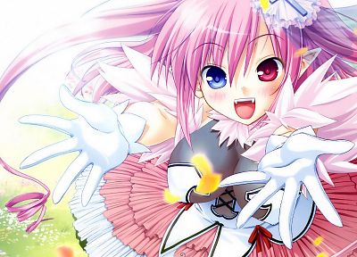 dress, heterochromia, pink hair, anime, anime girls - duplicate desktop wallpaper