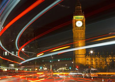 night, London, Big Ben, long exposure, cities - desktop wallpaper