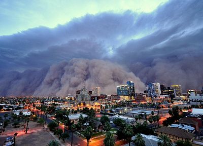 cityscapes, storm, dust, Arizona - random desktop wallpaper