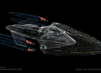 Star Trek, spaceships, vehicles, wireframe, USS Prometheus - desktop wallpaper