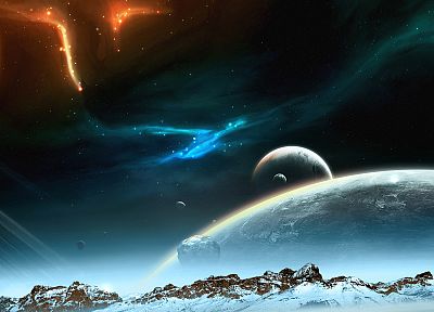 mountains, outer space, planets - random desktop wallpaper