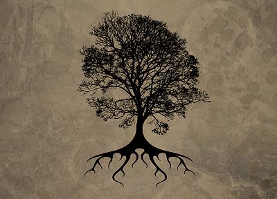 trees, silhouettes, roots - random desktop wallpaper