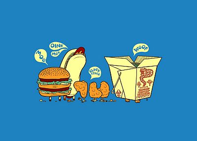 food, funny, hotdogs, cows, hamburgers, chicken wings - desktop wallpaper