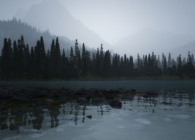 nature, trees, lakes - duplicate desktop wallpaper