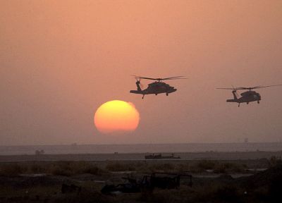 sunset, army, helicopters - desktop wallpaper