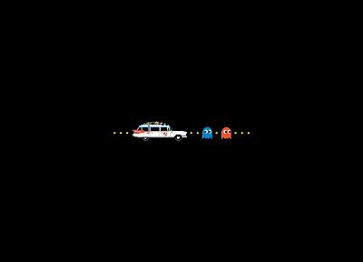 video games, Ghostbusters, Pac-Man, simple background, black background - desktop wallpaper