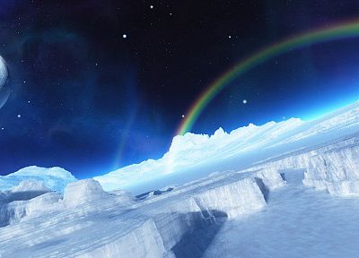 ice, Moon, rainbows - duplicate desktop wallpaper
