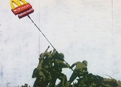 Banksy, capitalism, street art - random desktop wallpaper