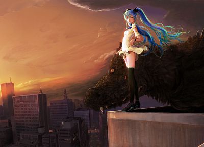 cityscapes, Vocaloid, Hatsune Miku, buildings, Shiika Sadamasa - desktop wallpaper