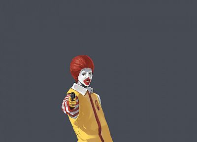 guns, Ronald McDonald, simple background - random desktop wallpaper