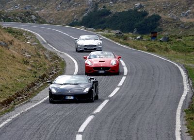 cars, Top Gear, Romania, roads, convertible, Lamborghini Gallardo, Ferrari California, Aston Martin DBS, cabriolet - desktop wallpaper