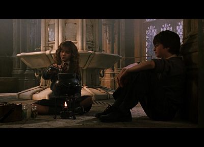 Emma Watson, Harry Potter, screenshots, Harry Potter and the Chamber of Secrets, Daniel Radcliffe, Hermione Granger - desktop wallpaper