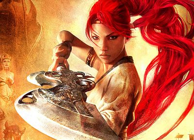 women, video games, redheads, Heavenly Sword, fantasy art, Nariko, swords - desktop wallpaper