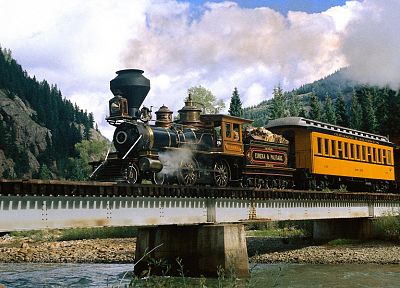 railroad tracks, steam engine - desktop wallpaper
