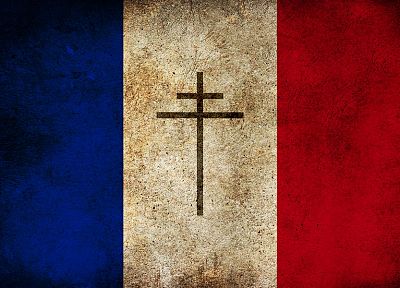 France, French flag, Lorraine Cross - duplicate desktop wallpaper