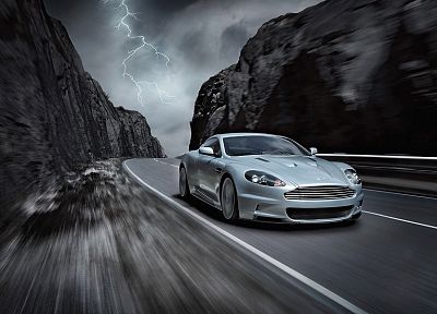 mountains, cars, Aston Martin, grey, roads, vehicles, Aston Martin DBS - random desktop wallpaper