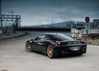 black, cars, supercars, Ferrari 458 Italia - duplicate desktop wallpaper