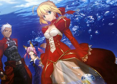 night, Saber, anime girls, Archer (Fate/Stay Night), Fate/EXTRA, Saber Extra, Fate series - duplicate desktop wallpaper
