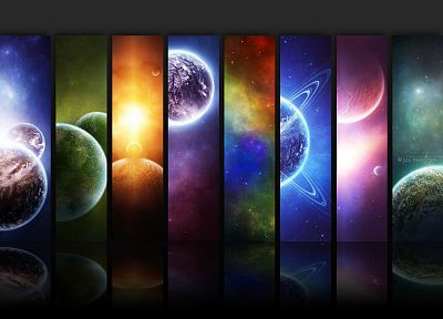 outer space, multicolor, stars, planets, artwork - desktop wallpaper
