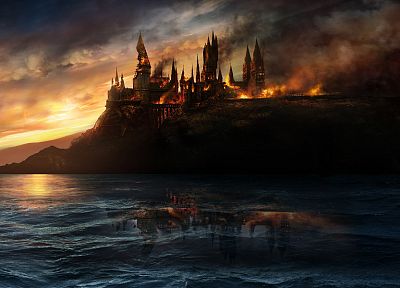 Harry Potter, Harry Potter and the Deathly Hallows, Hogwarts - duplicate desktop wallpaper