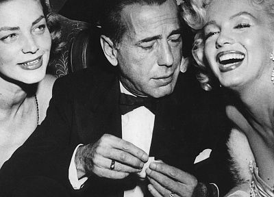 Humphrey Bogart, Lauren Bacall, Marilyn Monroe, monochrome - related desktop wallpaper