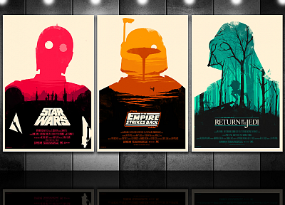 Star Wars, Darth Vader, Boba Fett, C-3PO, posters, Star Wars: The Empire Strikes Back - random desktop wallpaper