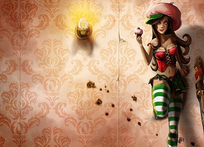 League of Legends, cupcakes, Caitlyn the Sheriff of Piltover - duplicate desktop wallpaper