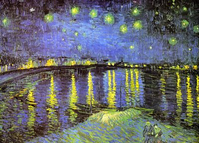 paintings, night, Classic, Vincent Van Gogh, Starry Night Over the Rhone - desktop wallpaper