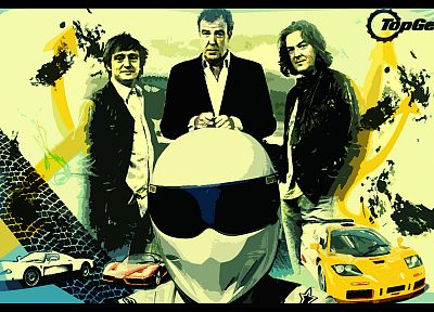 TV, Top Gear, The Stig, Jeremy Clarkson, Ferrari Enzo, McLaren F1, James May, Richard Hammond - random desktop wallpaper