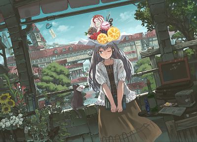 ice cream, anime, anime girls - duplicate desktop wallpaper