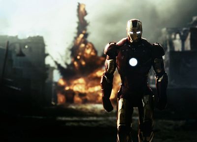 Iron Man, explosions - desktop wallpaper