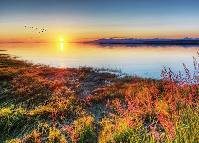 sunset, landscapes, nature, Sun, lakes - related desktop wallpaper