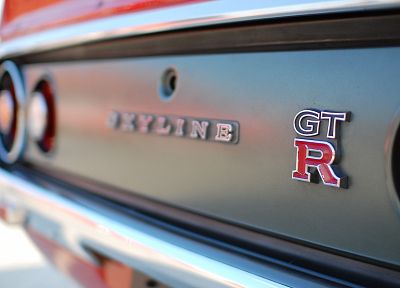 skylines, cars, vehicles, emblems, Nissan GT-R R35 - desktop wallpaper