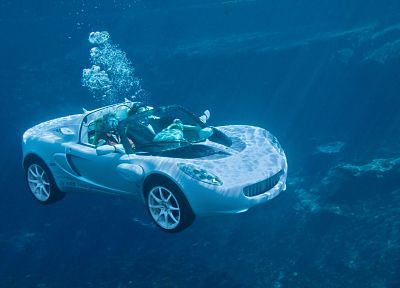 cars, white cars, underwater - desktop wallpaper