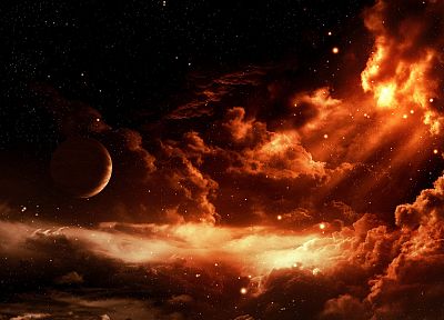 clouds, outer space, planets - desktop wallpaper