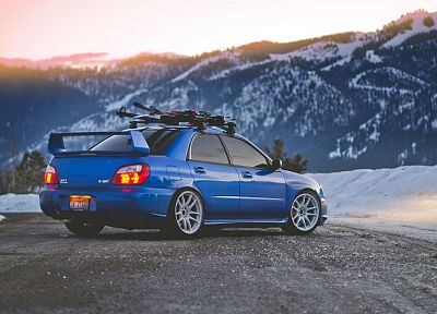 mountains, snow, cars, Subaru Impreza, Subaru Impreza WRX, Subaru Impreza WRX STI - random desktop wallpaper