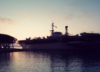 sunrise, landscapes, San Diego, vehicles, aircraft carriers - desktop wallpaper