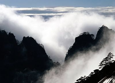 mountains, nature, fog - random desktop wallpaper