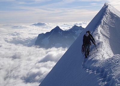 ice, clouds, snow, peak, snow landscapes, mountaineers - desktop wallpaper