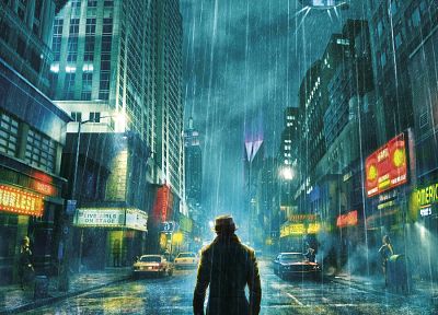 Watchmen, rain, Rorschach, movie posters - desktop wallpaper