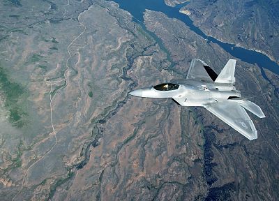 science, landscapes, aircraft, war, fiction, airplanes, F-22 Raptor, jet aircraft, war planes - desktop wallpaper