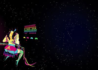 Space Invaders, Atari, Girls Of Gaming - random desktop wallpaper