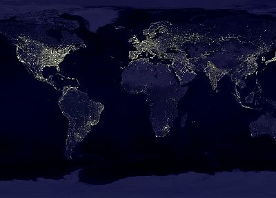 night, worldmap, continents, oceans - desktop wallpaper